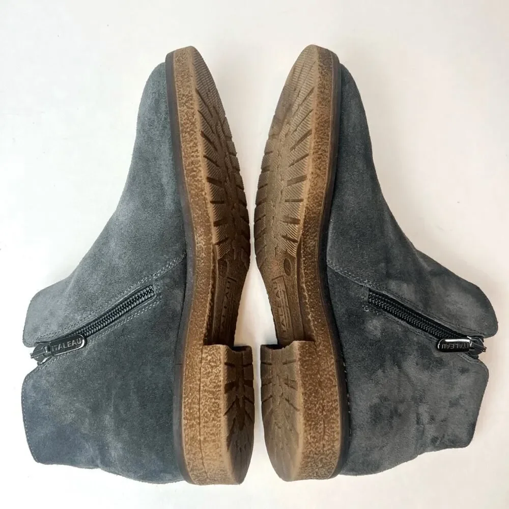 Italeau Waterproof Foliana Booties Suede Ankle Boots Gray Sz 5.5